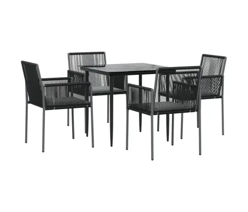 Sodo Baldų Komplektas, 5 Dalių, Juodas, Poliratanas Ir Plienas