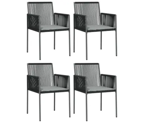 Sodo Baldų Komplektas, 5 Dalių, Juodas, Poliratanas Ir Plienas