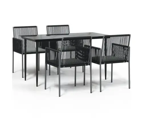 5-Osaline Aia Söögimööbli Komplekt Istmepatjadega, Must