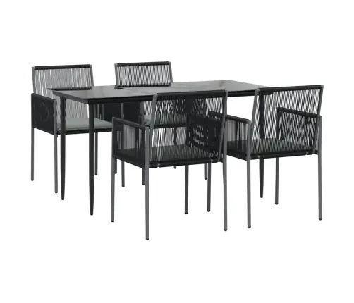 5-Osaline Aia Söögimööbli Komplekt Istmepatjadega, Must