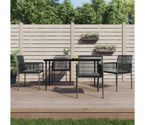 5-Osaline Aia Söögimööbli Komplekt Istmepatjadega, Must