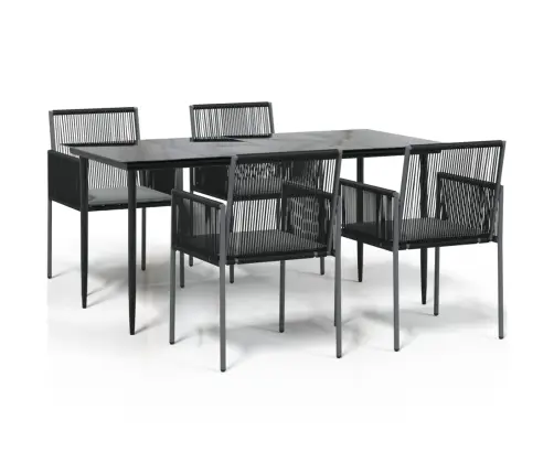 5-Osaline Aia Söögimööbli Komplekt Istmepatjadega, Must