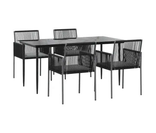 5-Osaline Aia Söögimööbli Komplekt Istmepatjadega, Must