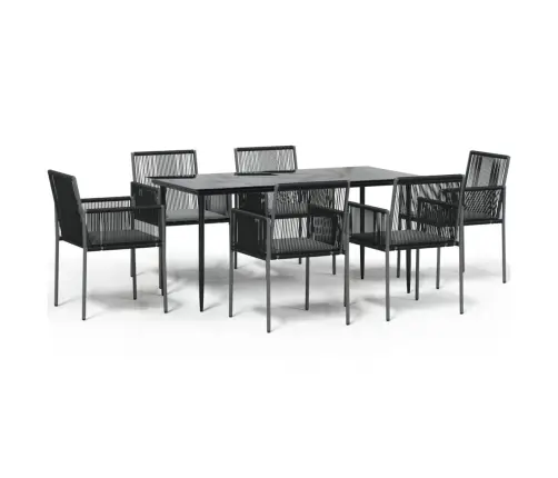 7-Osaline Aia Söögimööbli Komplekt Istmepatjadega, Must