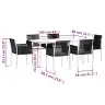 7-Osaline Aia Söögimööbli Komplekt Istmepatjadega, Must