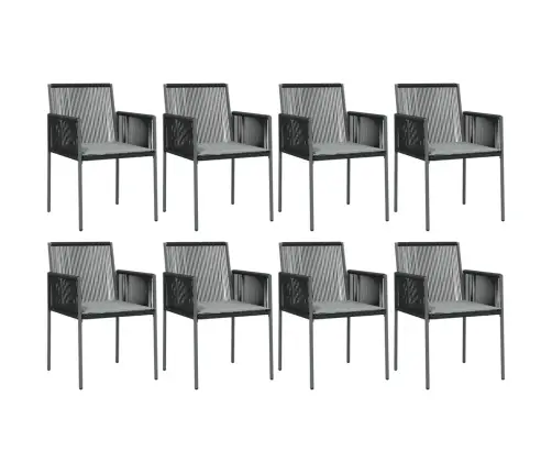 9-Osaline Aia Söögimööbli Komplekt Istmepatjadega, Must