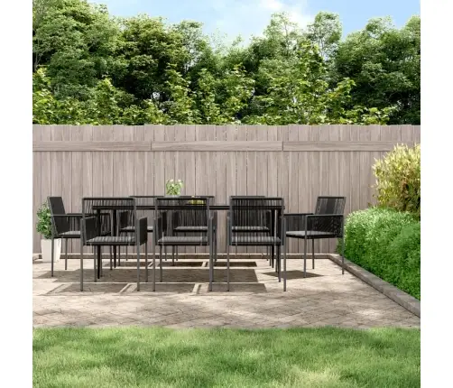 9-Osaline Aia Söögimööbli Komplekt Istmepatjadega, Must