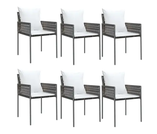 Sodo Kėdės Su Pagalvėmis, 6Vnt., Rudos, 54X61X83cm Poliratanas