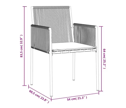 Dārza Krēsli Ar Matračiem, 6 Gab., 54X60,5X83,5 Cm, Pe Vidaxl