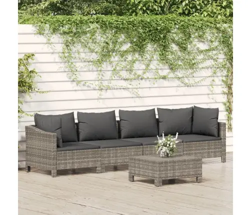 5-Daļīgs Dārza Atpūtas Mēbeļu Komplekts Ar Matračiem, Pelēks Pe Vidaxl