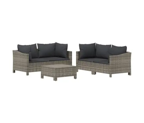 5-Daļīgs Dārza Atpūtas Mēbeļu Komplekts Ar Matračiem, Pelēks Pe Vidaxl