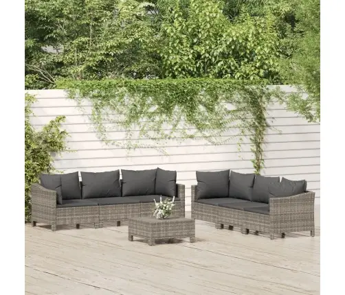 7-Osaline Aiamööbli Komplekt Patjadega, Hall, Polürotang