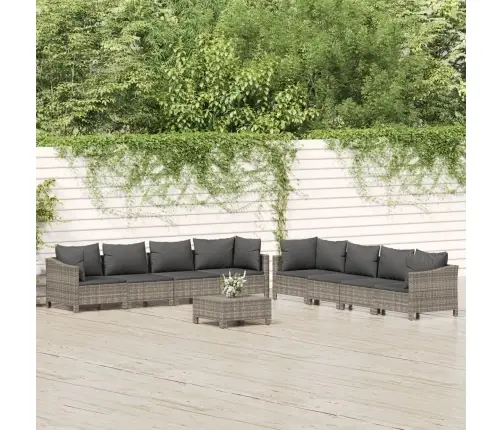 9-Osaline Aiamööbli Komplekt Patjadega, Hall, Polürotang