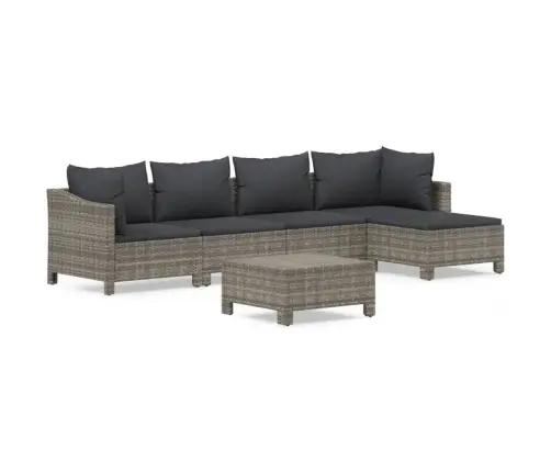 6-Osaline Aiamööbli Komplekt Patjadega, Hall, Polürotang