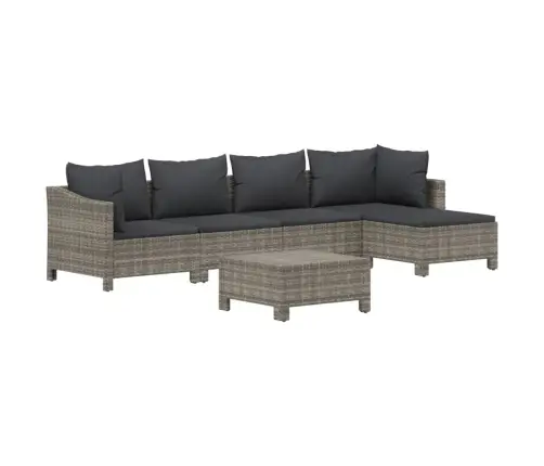 6-Osaline Aiamööbli Komplekt Patjadega, Hall, Polürotang