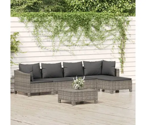 6-Osaline Aiamööbli Komplekt Patjadega, Hall, Polürotang