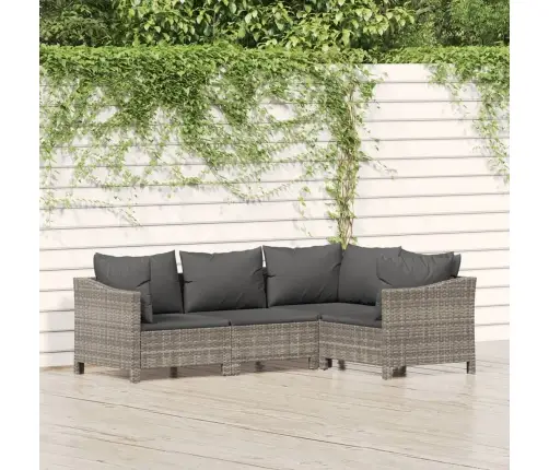 4-Daļīgs Dārza Atpūtas Mēbeļu Komplekts, Pelēka Pe Rotangpalma Vidaxl