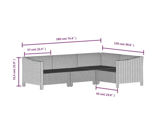 5-Daļīgs Dārza Atpūtas Mēbeļu Komplekts Ar Matračiem, Pelēks Pe Vidaxl