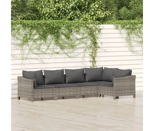 5-Daļīgs Dārza Atpūtas Mēbeļu Komplekts Ar Matračiem, Pelēks Pe Vidaxl