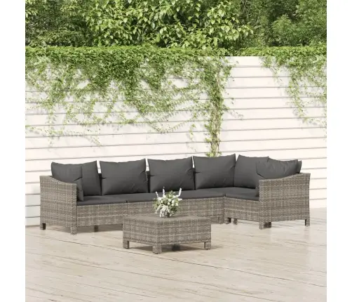 6-Osaline Aiamööbli Komplekt Patjadega, Hall, Polürotang