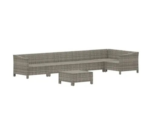 Sodo Komplektas Su Pagalvėlėmis, 7 Dalių, Pilkas, Poliratanas