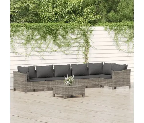 Sodo Komplektas Su Pagalvėlėmis, 7 Dalių, Pilkas, Poliratanas