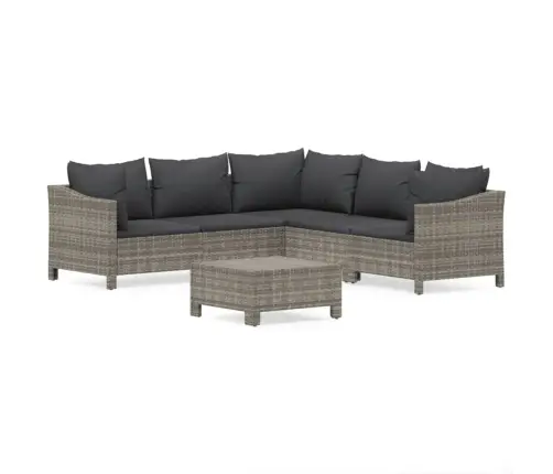 6-Daļīgs Dārza Atpūtas Mēbeļu Komplekts, Pelēka Pe Rotangpalma Vidaxl