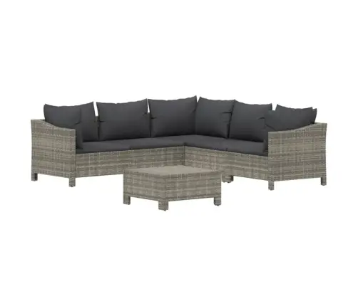 6-Daļīgs Dārza Atpūtas Mēbeļu Komplekts, Pelēka Pe Rotangpalma Vidaxl