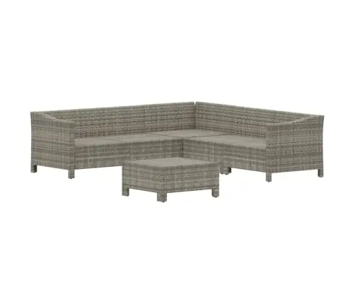 6-Daļīgs Dārza Atpūtas Mēbeļu Komplekts, Pelēka Pe Rotangpalma Vidaxl