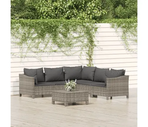 6-Daļīgs Dārza Atpūtas Mēbeļu Komplekts, Pelēka Pe Rotangpalma Vidaxl