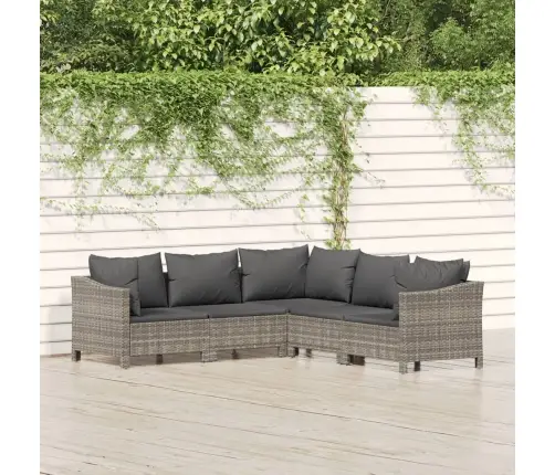 5-Daļīgs Dārza Atpūtas Mēbeļu Komplekts Ar Matračiem, Pelēks Pe Vidaxl