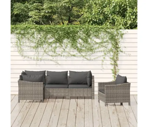 5-Osaline Aiamööbli Komplekt Patjadega, Hall, Polürotang