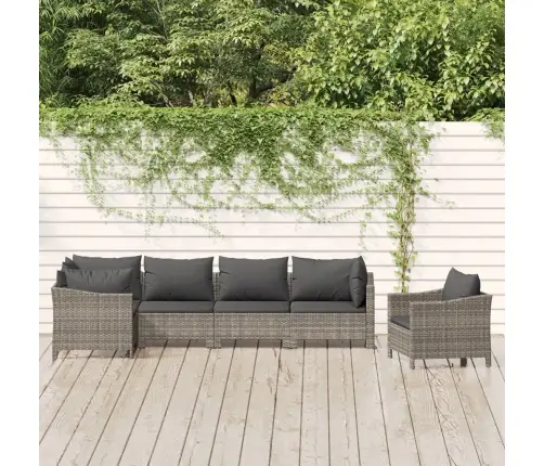 6-Osaline Aiamööbli Komplekt Patjadega, Hall, Polürotang