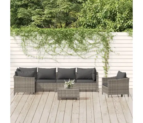 7-Osaline Aiamööbli Komplekt Patjadega, Hall, Polürotang
