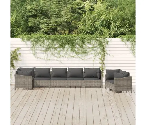 Sodo Komplektas Su Pagalvėlėmis, 8 Dalių, Pilkas, Poliratanas