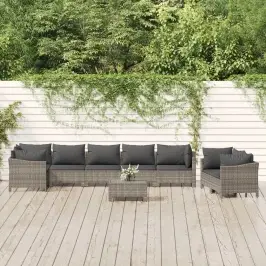 9-Daļīgs Dārza Atpūtas Mēbeļu Komplekts Ar Matračiem, Pelēks Pe Vidaxl