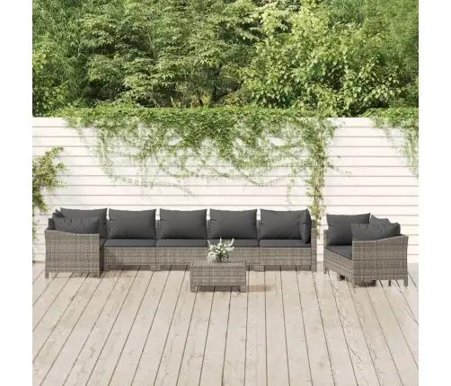 9-Daļīgs Dārza Atpūtas Mēbeļu Komplekts Ar Matračiem, Pelēks Pe Vidaxl