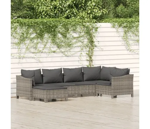 6-Daļīgs Dārza Atpūtas Mēbeļu Komplekts, Pelēka Pe Rotangpalma Vidaxl