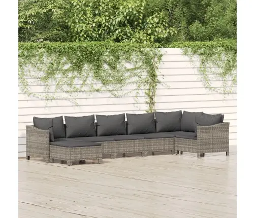 7-Daļīgs Dārza Atpūtas Mēbeļu Komplekts Ar Matračiem, Pelēks Pe Vidaxl