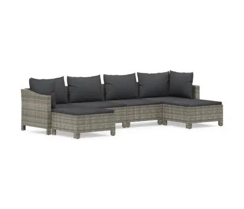 6-Osaline Aiamööbli Komplekt Patjadega, Hall, Polürotang