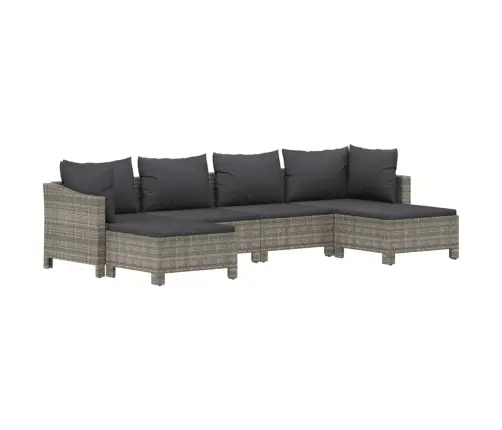 6-Osaline Aiamööbli Komplekt Patjadega, Hall, Polürotang