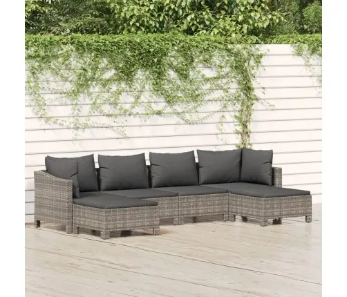 6-Osaline Aiamööbli Komplekt Patjadega, Hall, Polürotang