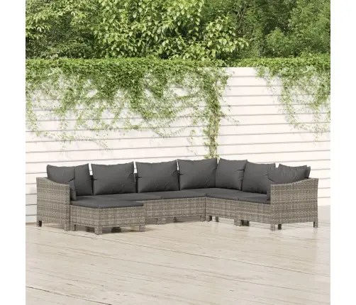 7-Daļīgs Dārza Atpūtas Mēbeļu Komplekts Ar Matračiem, Pelēks Pe Vidaxl