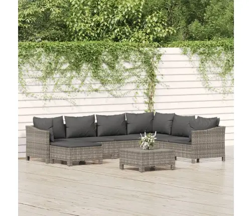 8-Daļīgs Dārza Atpūtas Mēbeļu Komplekts Ar Matračiem, Pelēks Pe Vidaxl