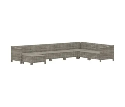 8-Daļīgs Dārza Atpūtas Mēbeļu Komplekts Ar Matračiem, Pelēks Pe Vidaxl