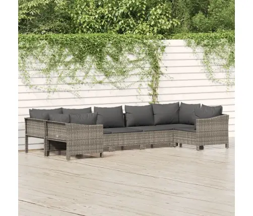 7-Osaline Aiamööbli Komplekt Patjadega, Hall, Polürotang