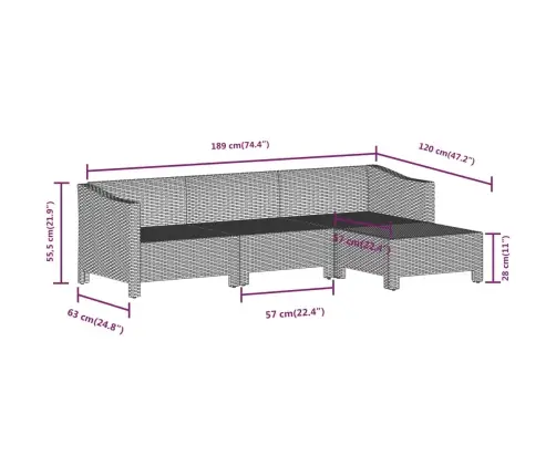 8-Osaline Aiamööbli Komplekt Patjadega, Hall, Polürotang