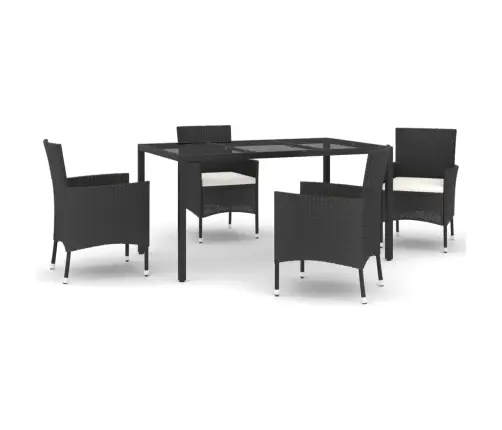 Sodo Komplektas Su Pagalvėlėmis, 5 Dalių, Juodas, Poliratanas