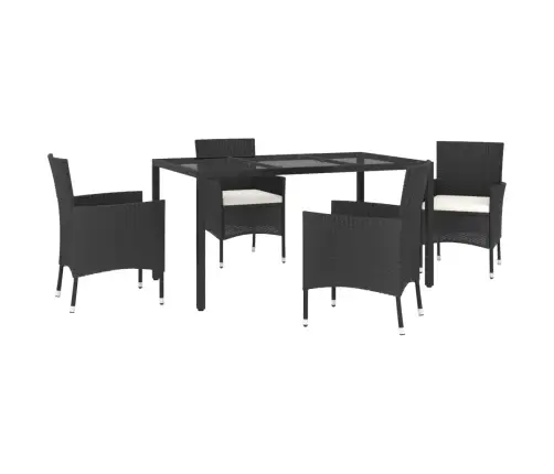 Sodo Komplektas Su Pagalvėlėmis, 5 Dalių, Juodas, Poliratanas