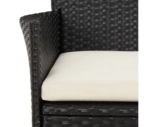 7-Osaline Aiamööblikomplekt Patjadega, Must, Polürotang